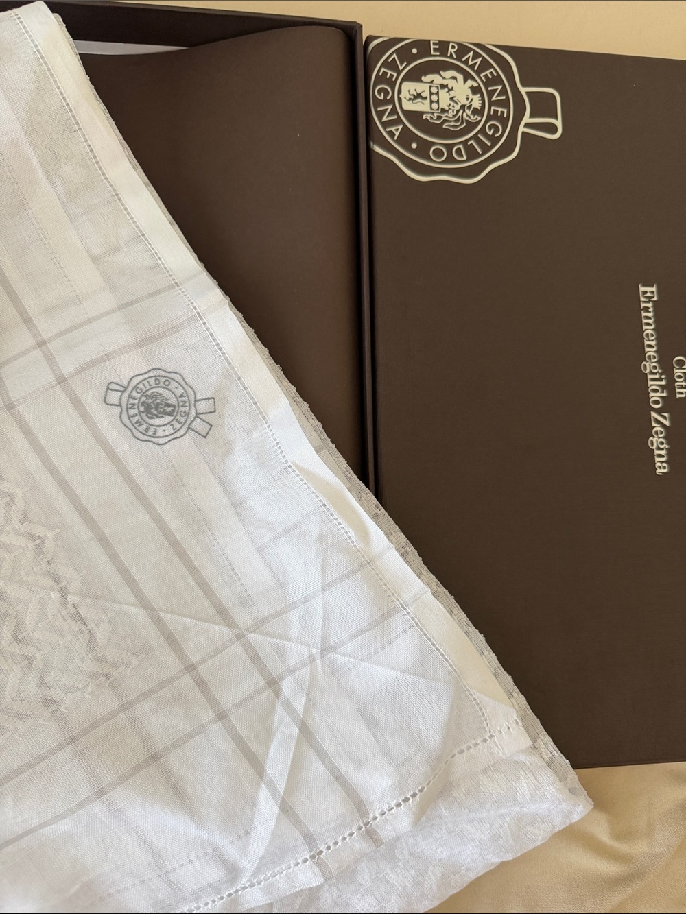 Ermenegildo Zegna White & Light Gray Plaid Luxury Shemagh 2026